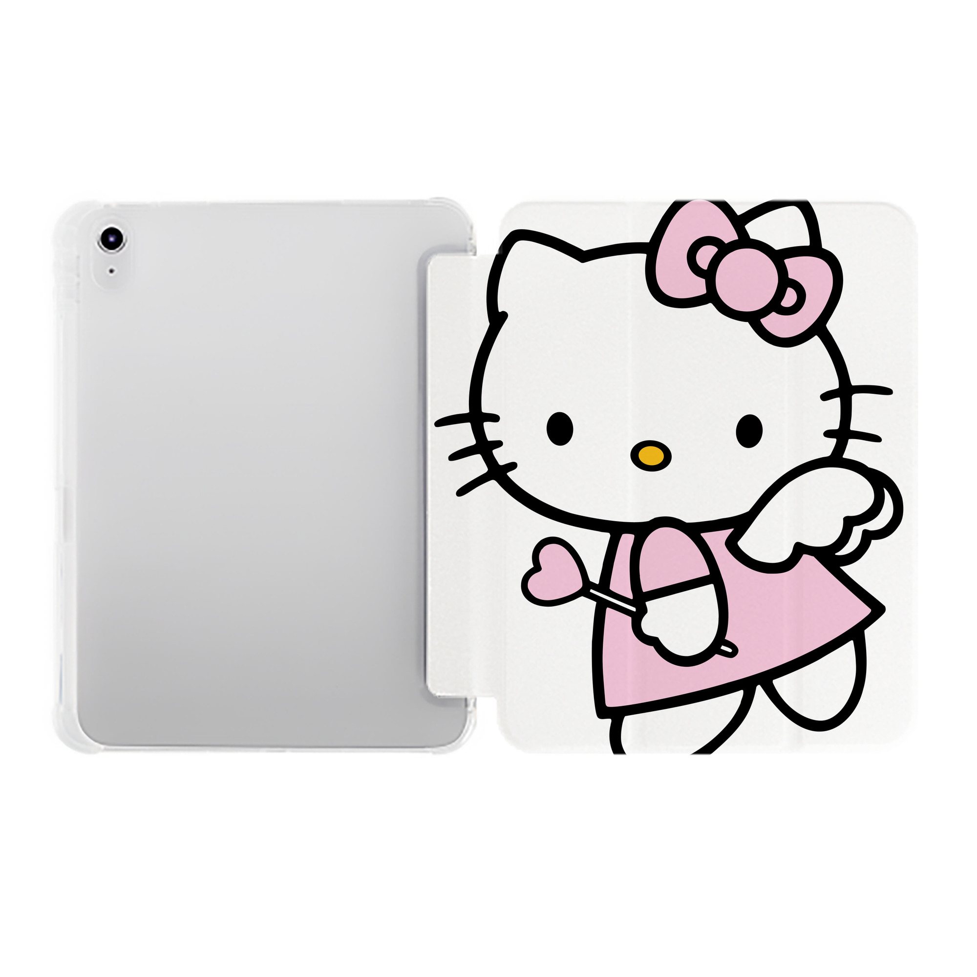 （画像用） Hello Kitty ハローキティ IPad ケース ペン収納付き 三つ折りスタンド PUレザー×シリコン 対応機種9.5/10.5/10.9インチ